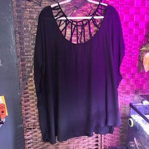 Torrid Black Georgette cage cutout blouse Size 4x